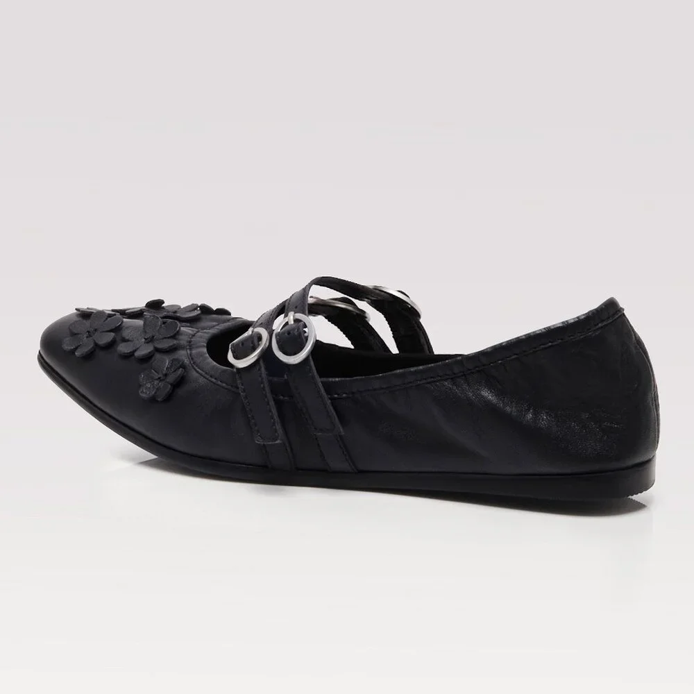 Free People Black Floral Flats - Picture 6 of 12
